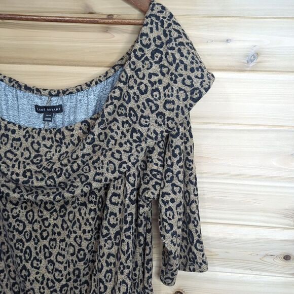 Lane Bryant Dress 18/20 Leopard Print Off the Shoulder Fit and Flare NWT - Picture 2 of 11